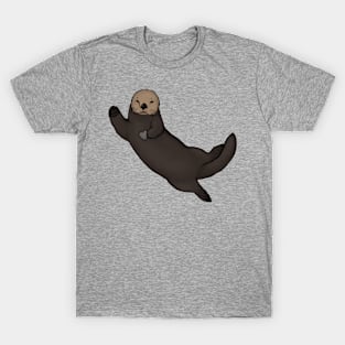 Floating Sea Otter with Heart Stone T-Shirt
